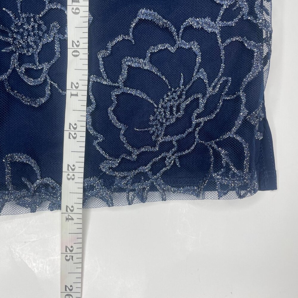 R&M Richards Navy Blue Glitter Lace 2PC Jacket Dress Set 14W Mother of the Bride - Picture 10 of 14